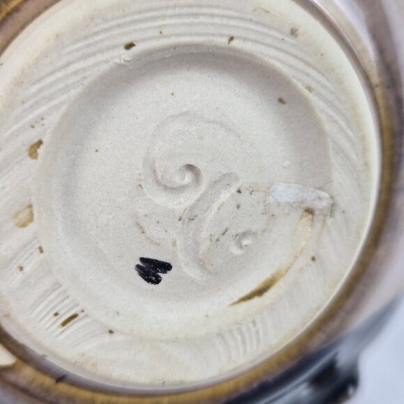 Studio Pottery Handmade Small Trinket Dish Bowl with Double Handles Cream Black - Picture 10 of 11